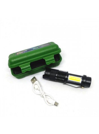 Ліхтар міні ручний акумуляторний кишеньковий Police BL-525 XPE+COB microUSB з zoom Зарядний кабель (5389)