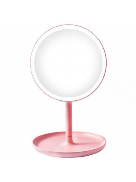 Настільне дзеркало з LED-підсвіткою і підставкою під прикраси Mine 28х18 см Рожевий (hub_lt5j4w)