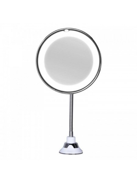 Гнучке дзеркало на присоску з 10x збільшенням і підсвіткою LED MIRROR 10X Silver