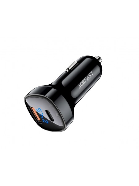 Автомобільний зарядний з дисплеєм Acefast B4 USB-C 60 W Max GaN Gharger USB-A 3 A Black