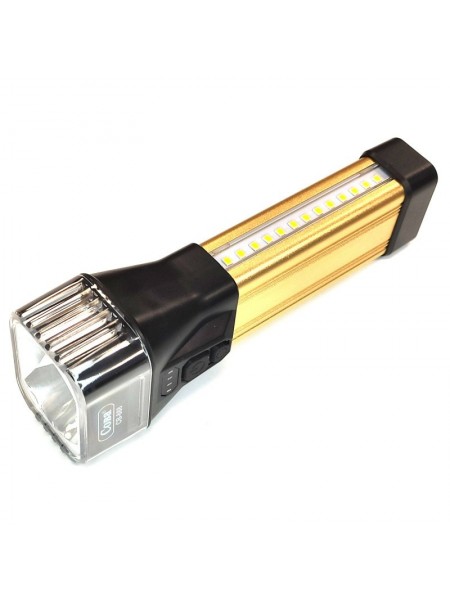 Ручний світлодіодний акумуляторний ліхтар лампа з бічним світлом Coba CB-888 USB Золотий