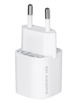 Мережевий зарядний пристрій Glasscove GAN TC-099BPQ33 3 A 33 W USB+Type C White (3_02179)
