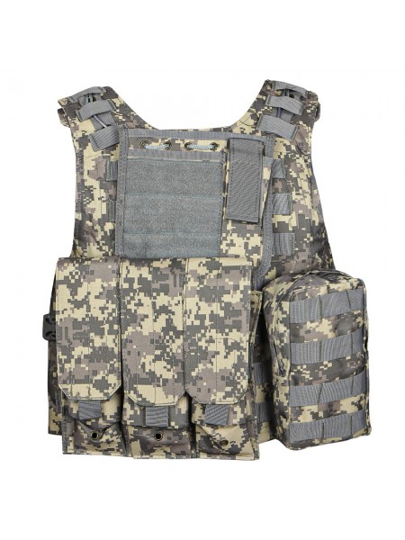 Жилет тактичний розвантажувальний військовий AOKALI Outdoor А56 One Size Camouflage ACU (5360-55755)