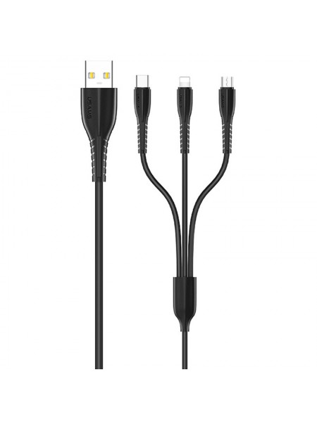 Дата кабель Usams US-SJ367 U35 3in1 USB to Combo 2 A (1m) (Чорний) 904763