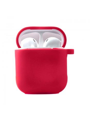 Силіконовий футляр Epik з мікрофіброю для навушників Airpods 1/2 Червоний/Rose Red 1064815