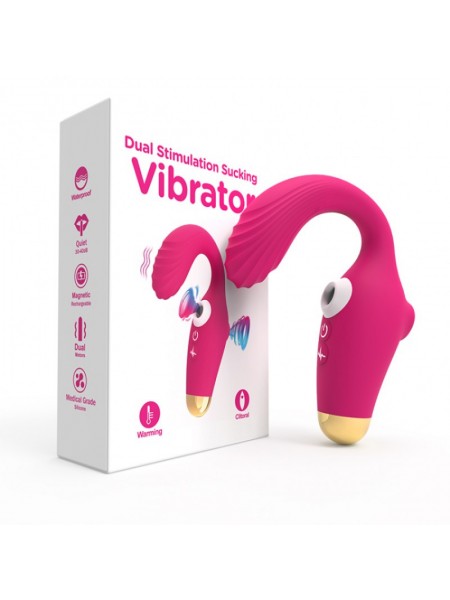 Рожевий вібростимулятор Vscnovelty Dual Stimulation Sucking Vibrator