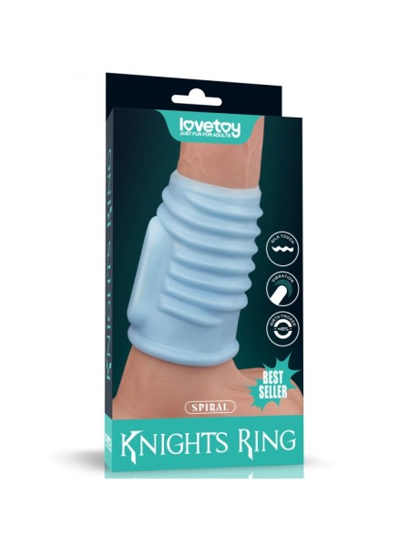 Насадка на пінис Lovetoy Vibrating Spiral Knights Ring Blue