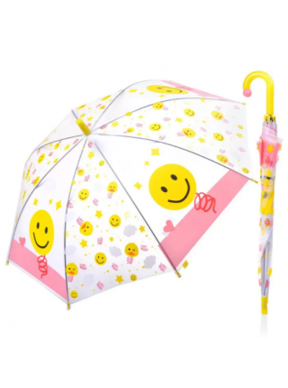 Дитяча парасолька-тростина SUNROZ Animals Kids Umbrella напівавтомат "Смайлик" 75 см 8 спиць (SUN8786)