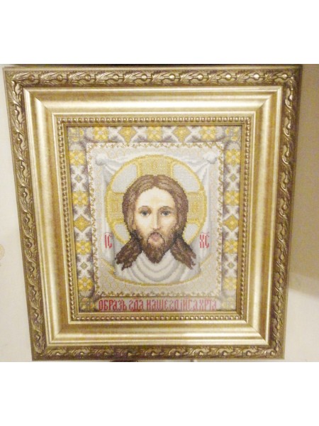 Ікона «Спас нерукотворний» ручної роботи вишита хрестом