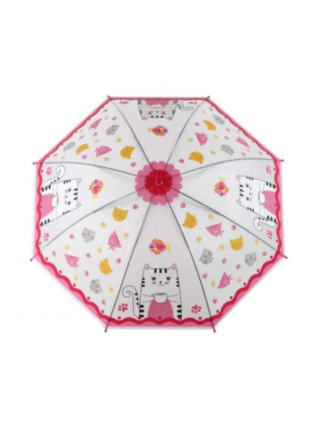 Дитяча парасолька-тростина SUNROZ Cartoon Umbrella напівавтомат "Котик" 81 см 8 спиць (SUN8796)