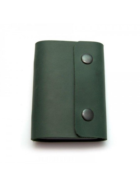 Шкіряна Візитниця на дві кнопки Зелена Gofin Skg-10034