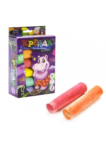 Крейда для малювання на асфальті великі Dankotoys 12 штук (MEL-01-06U)