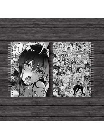 Скетчбук Ахегао чорно-білий — Ahegao (8346) Fan Girl