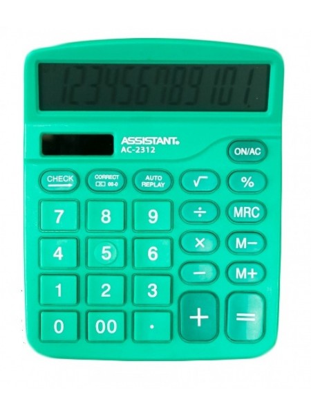 Калькулятор ASSISTANT АС02312 green 12 розрядів Зелений