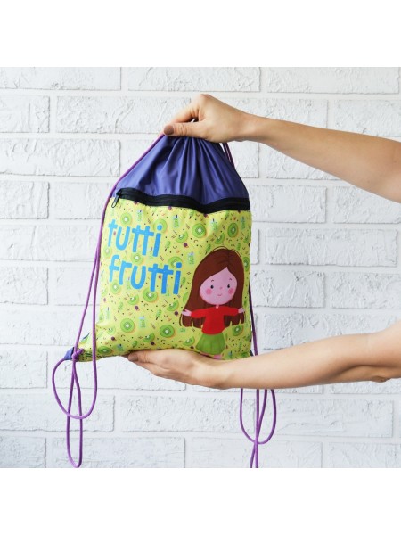 Рюкзак-сумка для одягу та взуття 4Profi "Tutti Frutti" 43х33 Зелений з фіолетовим 46211