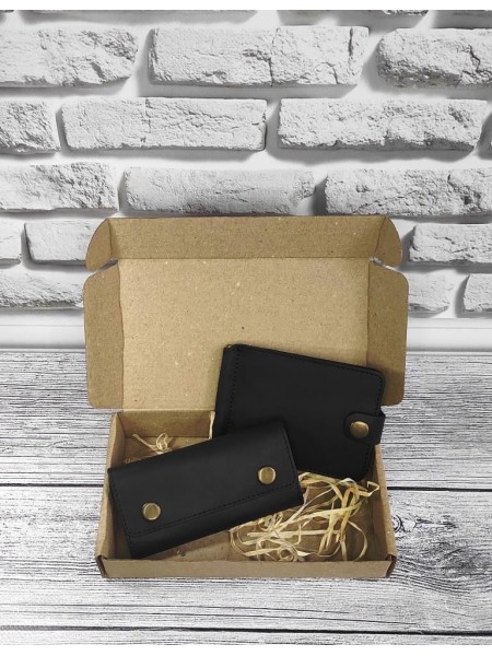 Подарунковий набір DNK Leather No5 затискач + ключниця 18х10х3,5 см Чорний