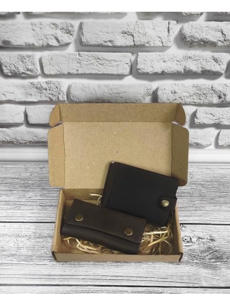 Подарунковий набір DNK Leather No5 затискач + ключниця 18х10х3,5 см Коричневий