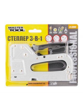 Степлер ресорний MASTERTOOL 3в1 скоба 4-14 мм 11.3х0.7 мм цвях 14 мм скоба 4-14 мм 10.6х0.7 мм корпус