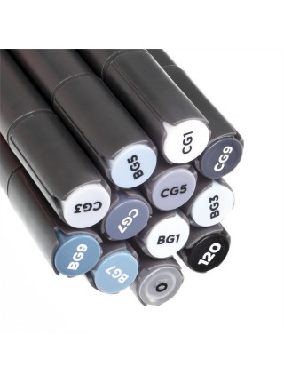 Ескіз-маркери STA сірих тонів 12 штук (STA-3203)