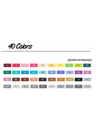 Набір маркерів TOUCHNEW 40 кольорів для інтер'єрного скетчингу