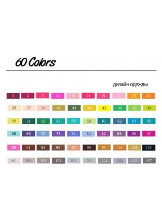 Професійні маркери для скетчингу Touchfive 60 кольорів. Набір для дизайнерів одягу