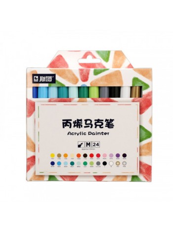 Набір акрилових маркерів STA для малювання на різних поверхнях 24 кольори