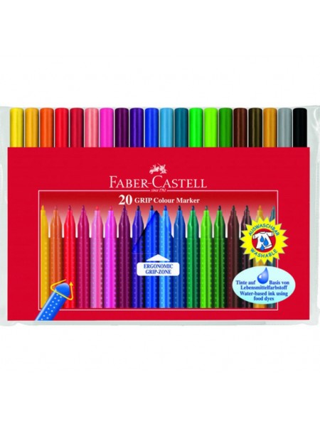 Фломастери Faber-Castell Grip 20 кольорів тригранні