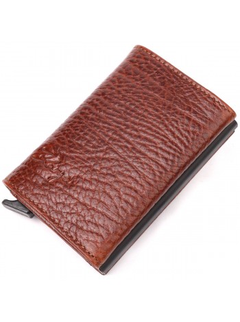 Візитниця з натуральної грубозернистої шкіри KARYA 20979 Коричневий
