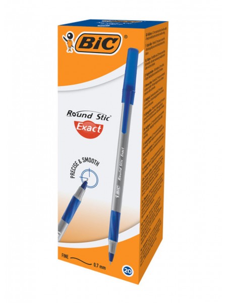 Набір кулькових ручок BIC Round Stic Exact 20 шт Синій (3086123340879)
