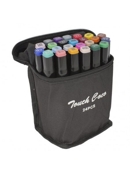 Набір двосторонніх маркерів для скетчингу Touch Coco на спиртовій основі 24 шт Black (3_01547)
