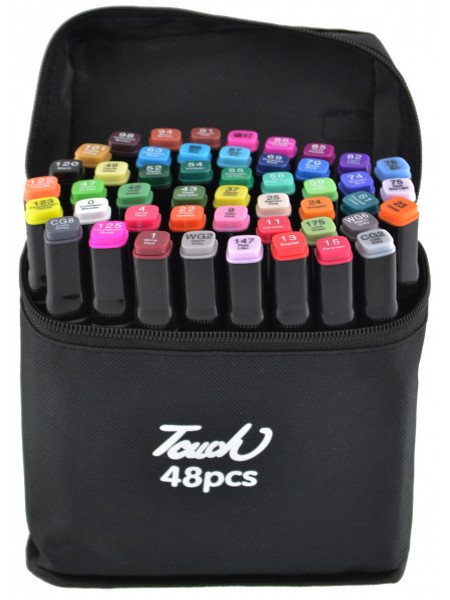 Набір двосторонніх маркерів для скетчингу Touch MIKA на спиртовій основі 48 шт Black (3_01910)