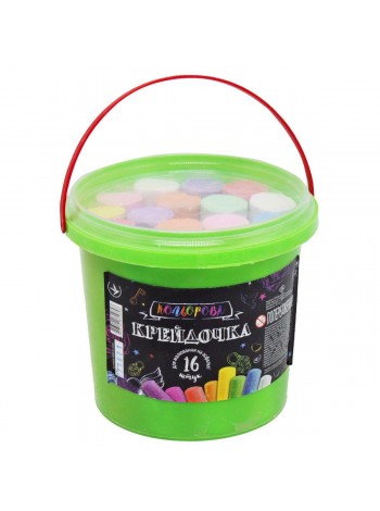 Мел кольоровий Крейда відро 16 штук Dankotoys (КRD-01-01U)