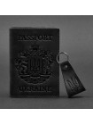 Подарунковий набір шкіряних аксесуарів з українською символікою чорний BlankNote