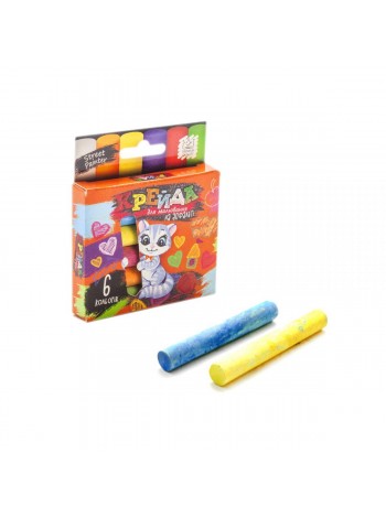 Крейда для малювання на асфальті 6 кольорів укр Dankotoys (MEL-02-01U)