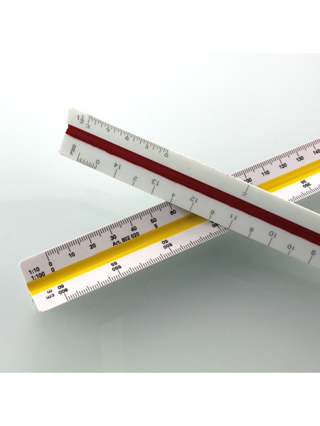 Архітектурна тригранна масштабна лінійка з дюймовою шкалою. Пластикова (TR325251)