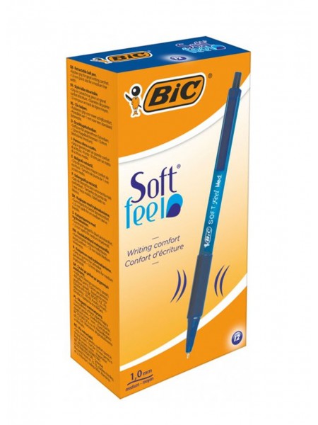 Набір кулькових ручок BIC soft feel clic grip 12 шт Синій (70330914346)