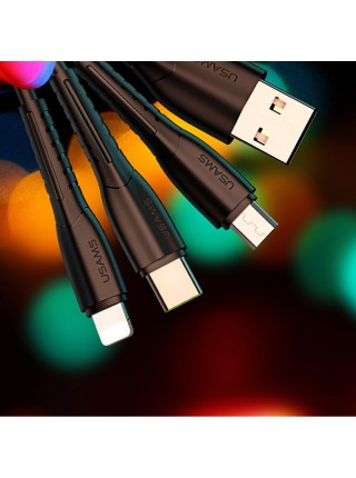 АЗУ Usams C13 2.1A Dual USB + U35 3IN1 Charging Cable (1m) (Черный) 872240
