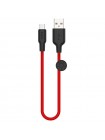 Дата кабель Hoco X21 Plus Silicone MicroUSB Cable (0.25m) (Black / Red) 938044