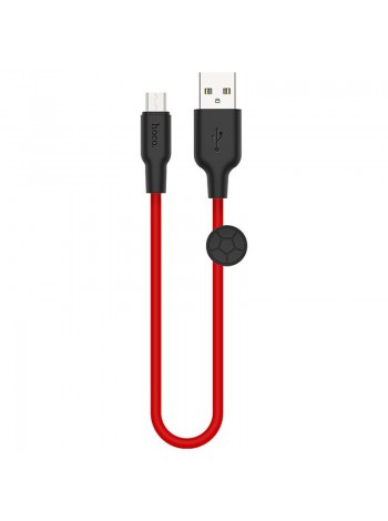 Дата кабель Hoco X21 Plus Silicone MicroUSB Cable (0.25m) (Black / Red) 938044