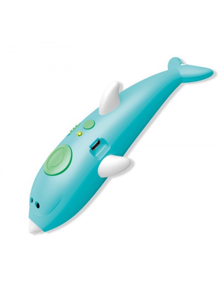 3D-ручка з акумулятором дельфін + трафарети для малювання + 65 м пластику 3D Painting Pen 9903 Dolphin Блакитний