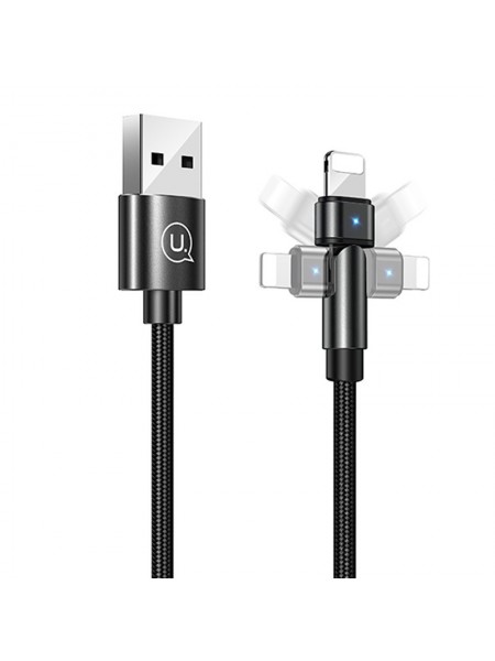 Дата кабель USAMS US-SJ476 U60 Rotatable USB to Lightning (1m) (Чорний) 1109303