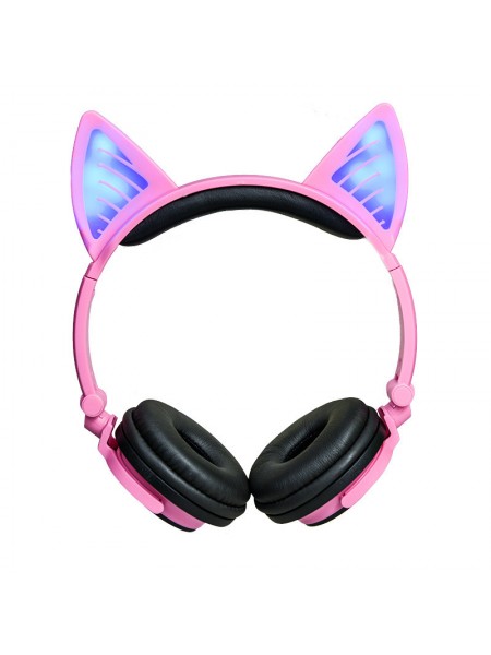 Навушники LINX BL108A Bluetooth навушники з котячими вушками LED Рожеві (SUN0482)