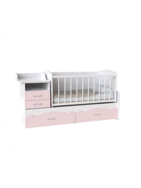 Ліжко дитяче Art In Head  Binky ДС043 (3 в 1) 1732x950x732 аляска та рожевий (МДФ) + решітка біла (110210837)