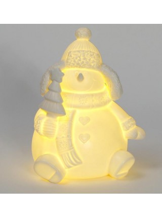 Декоративна ceramic статуетка Сніговичок 18 см з LED-підсвіткою Bona DP42887