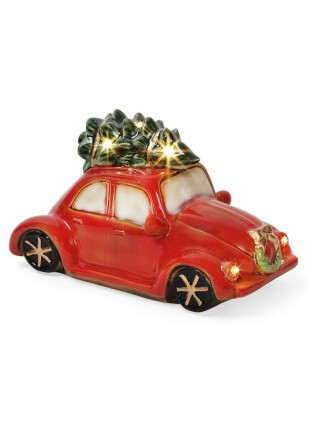 Декор новорічний Santa в машині порцеляна з LED-підсвіткою Bona DP42593
