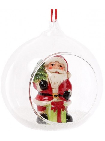 Набір 2 новорічні декоративні підвіски Santa в кулі 10х8.9х10.5 см Bona DP42814