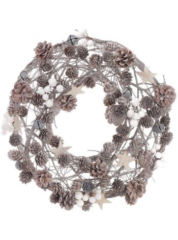 Декоративний натуральний вінок Шишки на лозі діаметр Bona DP42974