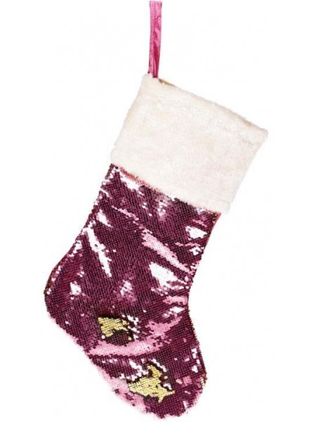 Шкарпетка для подарунків Блискуча рожева з паєтками Bona DP42989