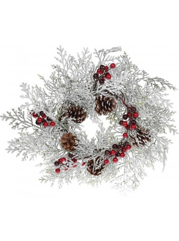 Декоративний вінок Біла хвоя ефект інею Bona DP43099