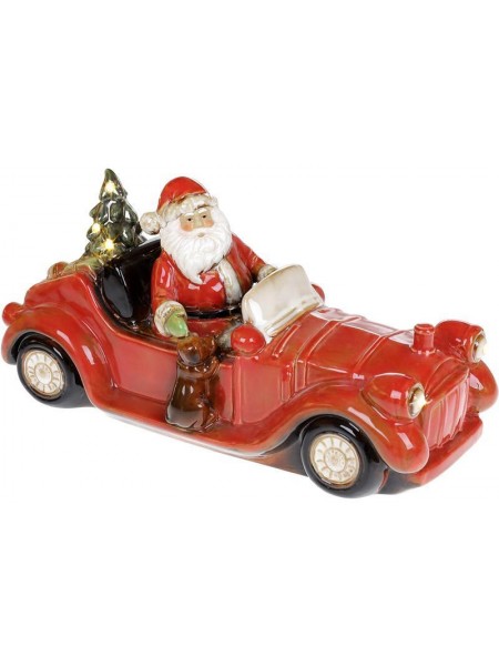 Новорічний декор Санта в червоному автомобілі з LED-підсвіткою Bona DP69429